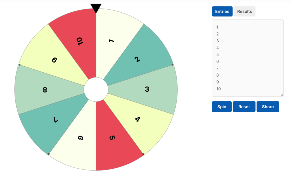 Random number generator in a wheel - kooldesktop