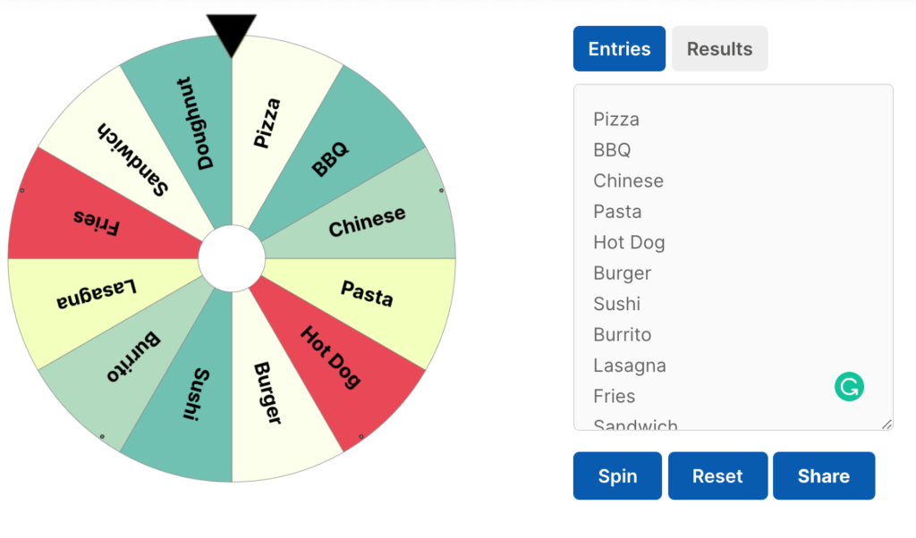 random food wheel